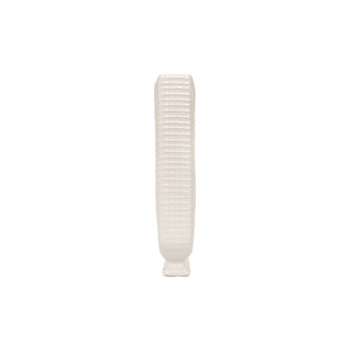 Leander Tall Vase cream beige square embossing narrow