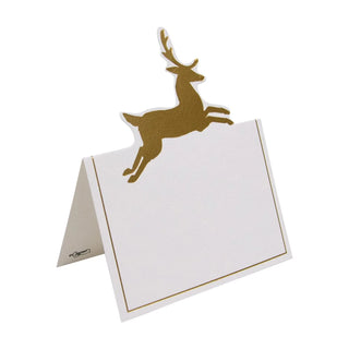 Leaping Deer Foil Place Card Gallery Die-Cut
A white place card with a gold foil outline of a leaping deer on top, displayed on a white background.