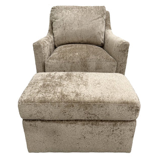 Libby Langdon Teddi swivel chair and ottoman in Mushroom