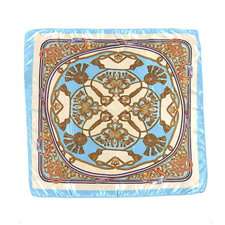 Light Blue Tassel Printed Silky Bandana