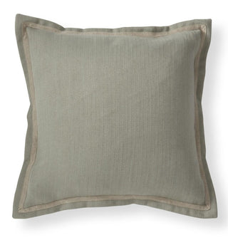 Light Sage Herringbone Jute Border Square Pillow green
