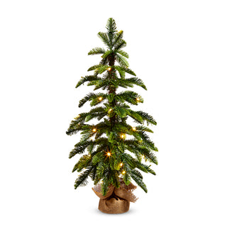Lighted Pine Tree in Burlap Bag timer