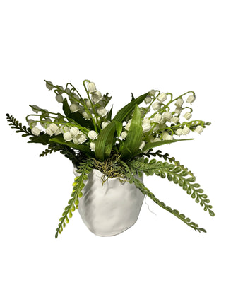 Lily of the Valley in Small White Vase ceramic white flower