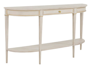 Linea One Drawer Console in Champagne Mist gold knob distress white wash