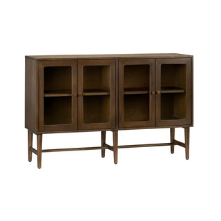 Linsey Four-Door Sideboard brown wood glass door shelf shelves