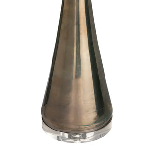 Lira Twin Pull Chain Table Lamp white barrel shade crystal base smoke glass double