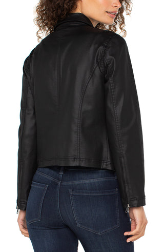 Liverpool 90's Zip Front Coated Jacket in Black
