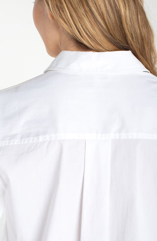 Liverpool Adjustable Sleeve Button Front Woven Top in White
