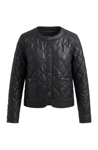 Liverpool Black Quilted Collarless Jacket