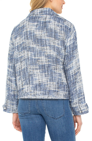 Liverpool Button Front Boxy Shacket in Blue Multi