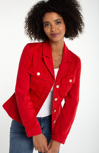 Liverpool Fire Brick Peplum Jacket with Tab Detail