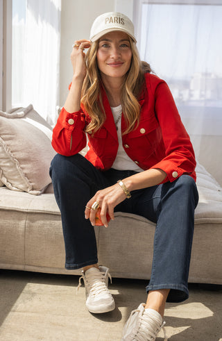 Liverpool Fire Brick Peplum Jacket with Tab Detail