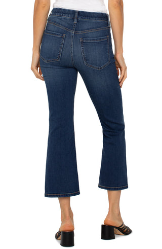 A pair of women's Liverpool Gia Glider crop flare jeans in a Bonelli wash, featuring a mid-rise waist and a bootcut leg.