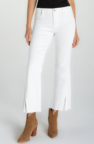 Liverpool Hannah Crop Flare with Twisted Slit in Bright White