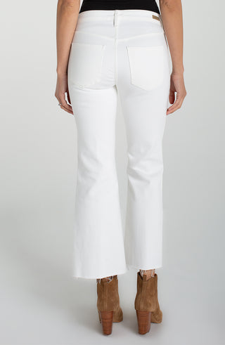 Liverpool Hannah Crop Flare with Twisted Slit in Bright White