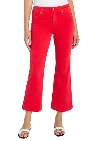 Liverpool Hannah Cropped Flare with Slit Hem in Cherry Rose