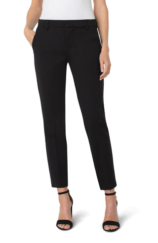 Person wearing black pants on a white background. Liverpool Kelsey Trouser in Black