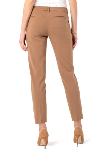 Tan pants worn by a person on a white background. Liverpool Kelsey Trouser in Maple