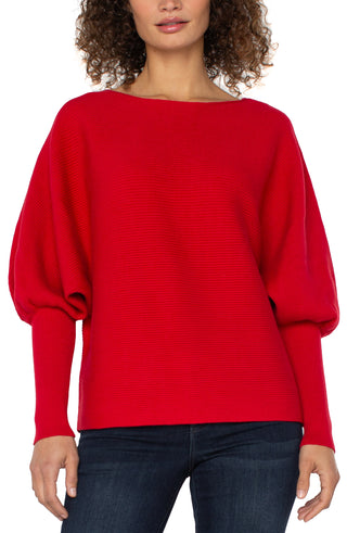 Liverpool Long Sleeve Boat Neck Dolman Sweater in Tango Red