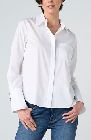 Liverpool Long Sleeve Button Front Shirt in White