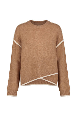 Liverpool Long Sleeve Camel Sweater with Cream Tulip Hem