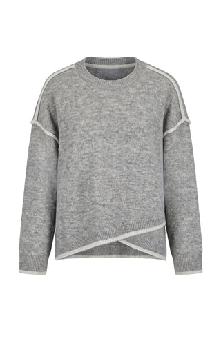 Liverpool Long Sleeve Light Heather Grey Sweater with Cream Tulip Hem