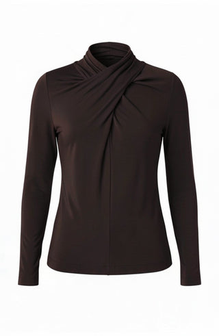 Liverpool Long Sleeve Wrap Neck Top, Java