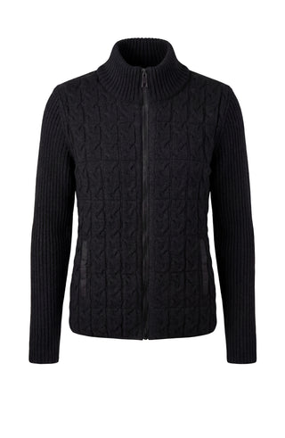 Liverpool Long Sleeve Zip Front Quilted Sweater Jacket, Black
