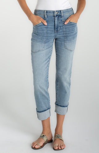 Liverpool Marley Cropped Girlfriend Cuffed Denim in Cruise