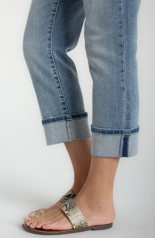 Liverpool Marley Cropped Girlfriend Cuffed Denim in Cruise