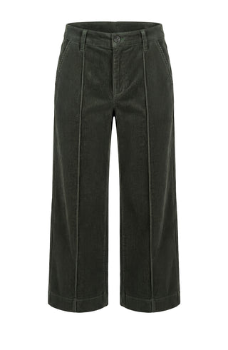 Liverpool Mid-rise Crop Wide Leg with Pintuck Pants, Hunter Green