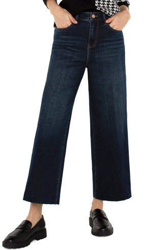 Liverpool high waisted jeans in a dark wash with wide leg and rough hem