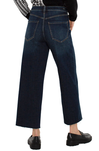 Liverpool high waisted jeans in a dark wash with wide leg and rough hem