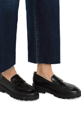 Liverpool high waisted jeans in a dark wash with wide leg and rough hem