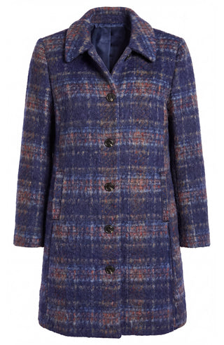 Liverpool Swing Coat, Navy Plaid