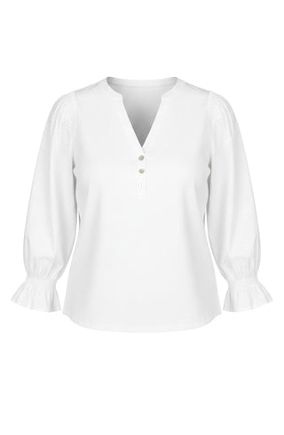 Liverpool White 3/4 Sleeve Top with Smocking