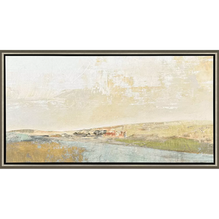 Long Lines Floating Framed Canvas gold sky river valley gold float frame