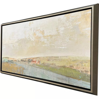 Long Lines Floating Framed Canvas river valley gold sky float frame