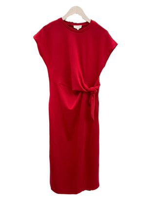 Long Red Tie Waist Dress