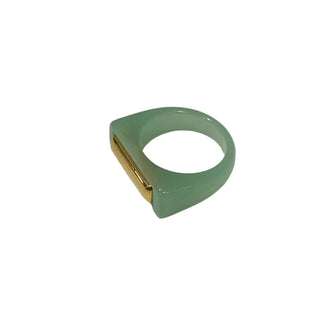 Lucas Jack Aqua Resin Ring with Gold Bar and Flat Top