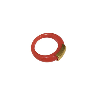 Lucas Jack Coral Resin Ring with Gold Bar Accent