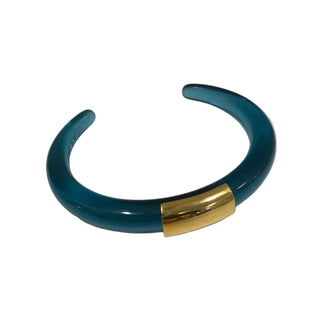 Lucas Jack Deep Sea Blue Resin Bracelet with Gold Bar Accent