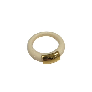 Lucas Jack Ivory Resin Ring with Gold Bar Accent