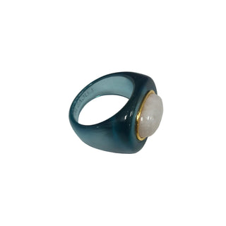Lucas Jack Moonstone in Deep Sea Blue Resin Ring