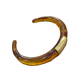 Lucas Jack Tortoise Shell Resin Bracelet with Gold Bar Accent