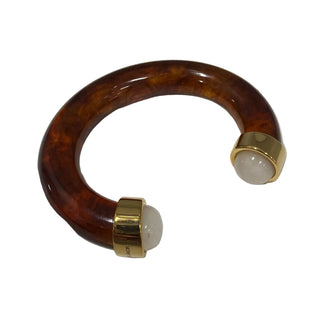 Lucas Jack Tortoise Shell Resin Bracelet with White Quartz Ends