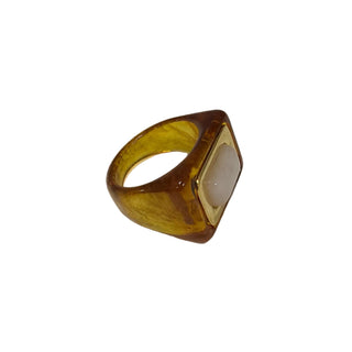 Lucas Jack White Quartz in Tortoise Shell Resin Ring
