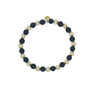 Lucy 14K Gold Filled & Black Agate Beaded Bracelet hypoallergenic nickel free waterproof tarnish free sensitive skin ground energy