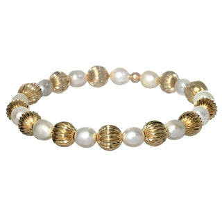 Lucy 14K Gold Filled & Freshwater Pearl Beaded Bracelet hypoallergenic nickel free waterproof tarnish free sensitive skin