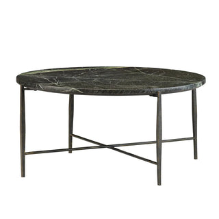 Luma Cocktail Table black marble with green metal contemporary